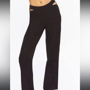 slit waist detail bootcut black pants